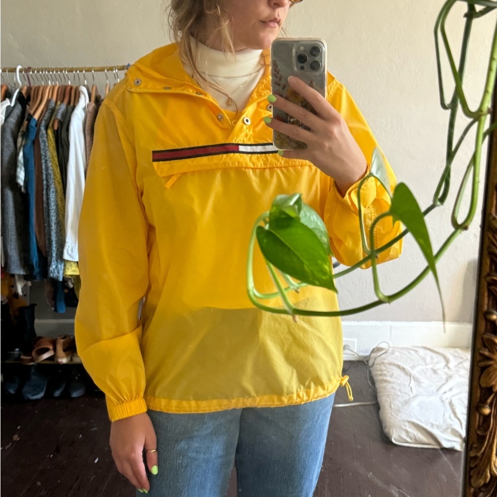 Tommy Hilfiger anorak windbreaker yellow rain jacket size XS/S